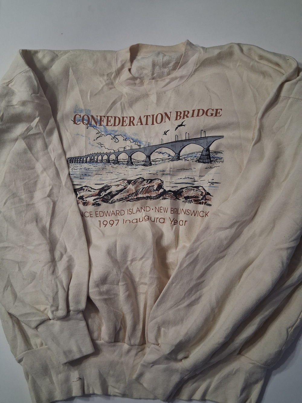 Vintage 1997 Confederation Bridge PEI New Brunswick Crewneck Sweatshirt